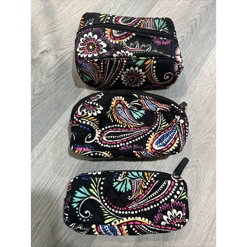 Lot of 3 Vera Bradley Bandana Swirl Cosmetic Bags EUC